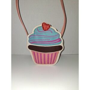 Girls or Woman's Crossbody Purse Cupcake Design 6" Glitter Heart‎